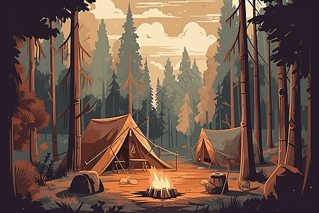 森林里的露营之旅图片