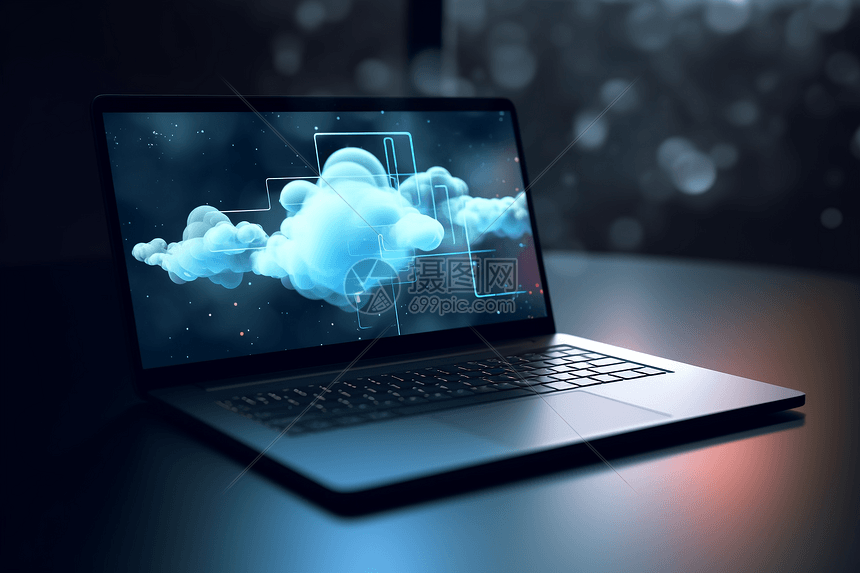 云计算开放式笔记本电脑概念图图片