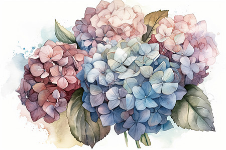 绣球花花束平面插图图片