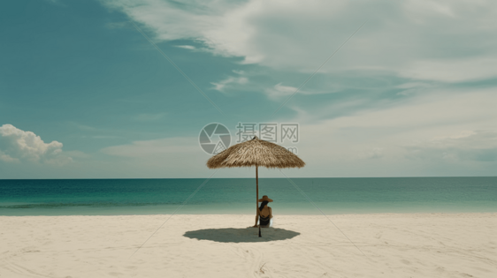 孤独的沙滩游客图片