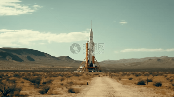 沙漠中的一枚火箭图片