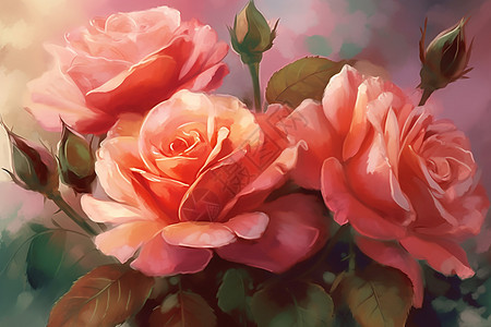 一束玫瑰的插图背景图片