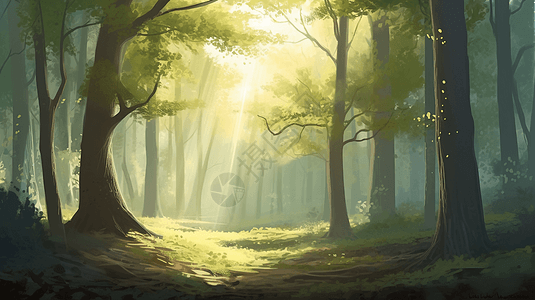 布满阳光的森林图片