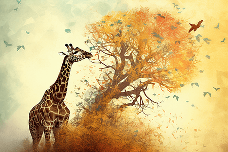 长颈鹿吃叶子图片