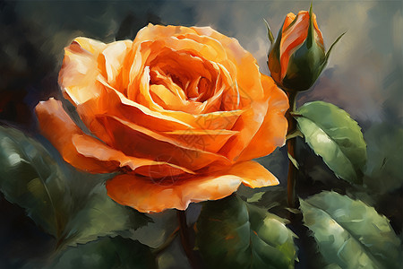 橙色玫瑰手绘创意插图背景图片