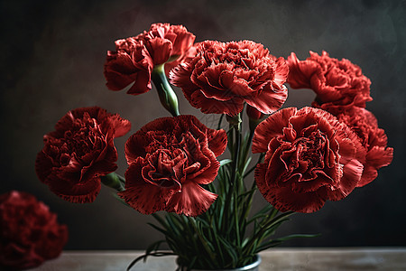 红色康乃馨花束图片