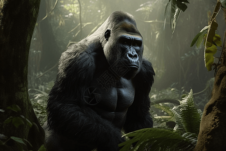 丛林中雄伟的大猩猩图片