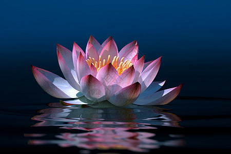 池塘中莲花的3D概念图高清图片