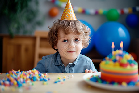 小男孩庆祝生日派对图片