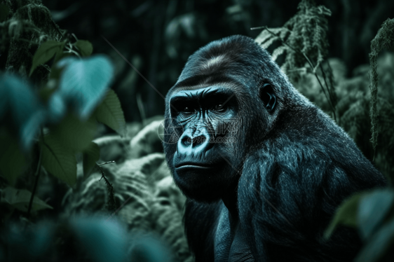 在树林中强大的大猩猩图片