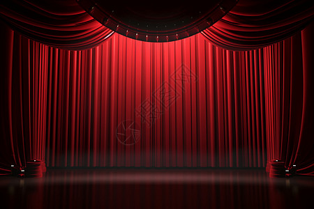 带聚光灯的大红色窗帘舞台图片