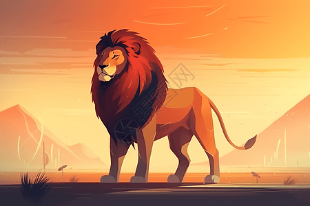 骄傲地站在草原上的狮子背景图片