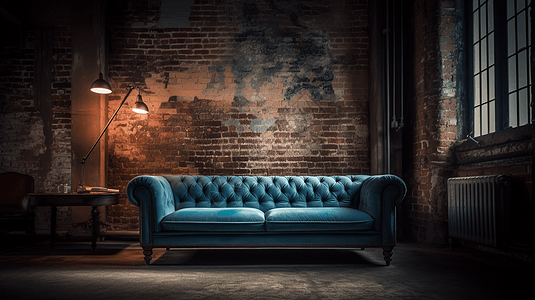 工业感的蓝色沙发图片