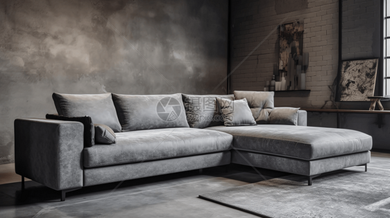 灰色组合沙发图片