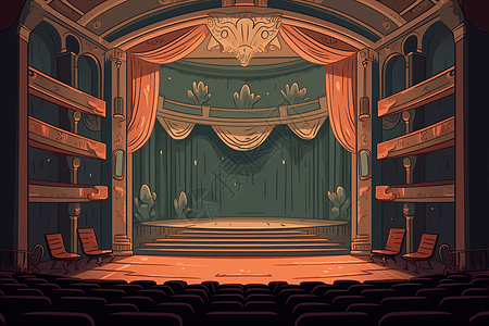宽敞的剧院舞台背景图片