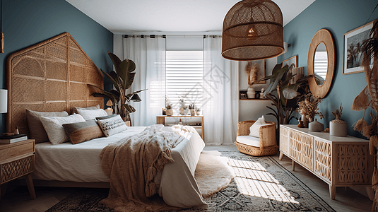 波西米亚风格卧室装饰图片