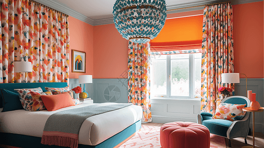色彩鲜明的卧室图片