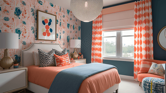 粉色配色的卧室图片