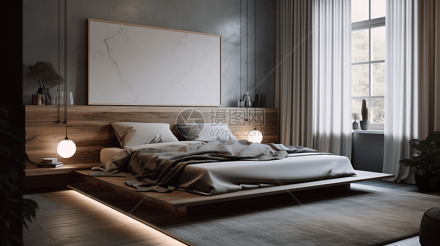 灰色现代卧室设计图片