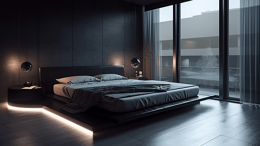 深色现代卧室设计图片
