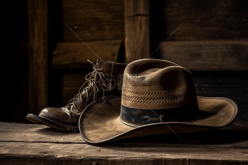 牛仔帽和靴子图片