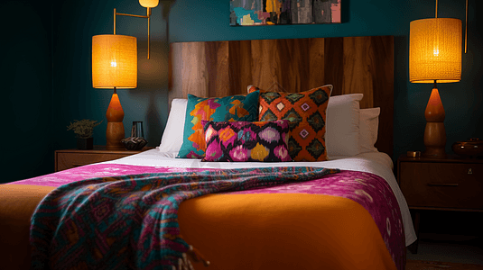 彩色床铺床单图片