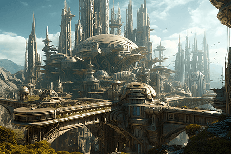 外星机器人宏伟的城市图片