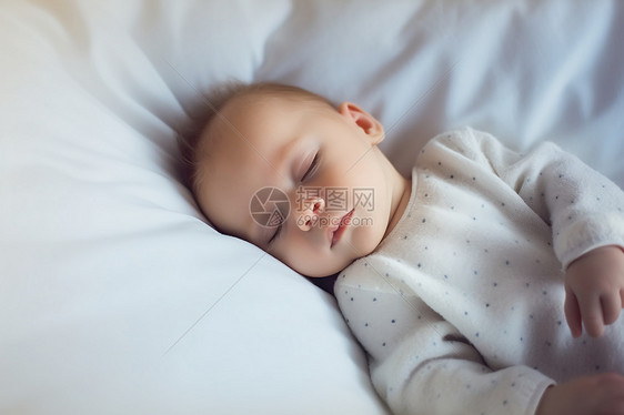 酣睡的男婴儿肖像图图片