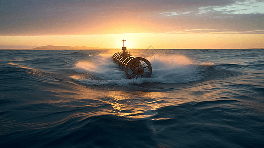 大海中的单个涡轮机图片