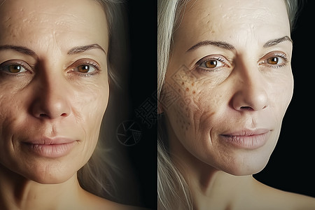 女性衰老前后皱纹概念图图片