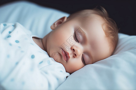 可爱的男婴睡觉的特写肖像图片