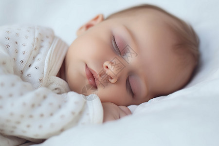 男婴睡觉的特写肖像图片