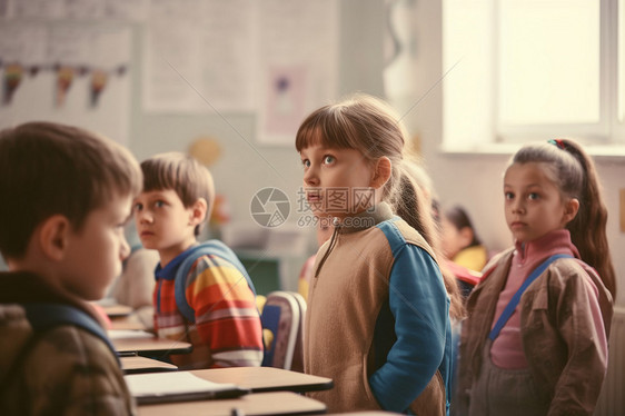 幼儿园内的儿童特写图片