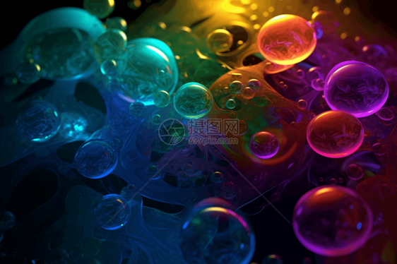 彩色漩涡和气泡的混合图片
