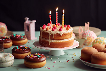 生日派对的美味蛋糕图片