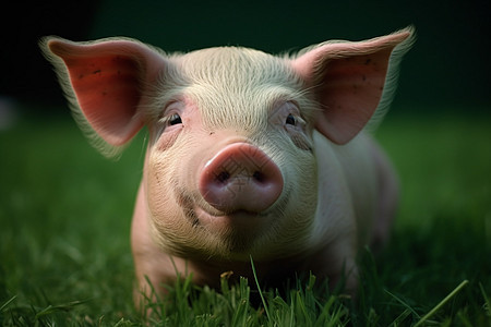 草地上的猪图图片