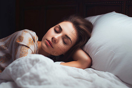 睡在卧室的漂亮女孩背景图片