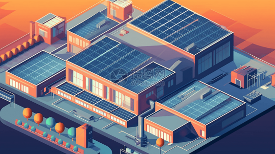 太阳能电池板工厂艺术图图片