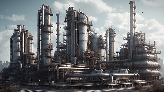 现代化的炼油厂外部概念图图片