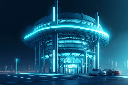 汽车 未来未来工业加氢站插画
