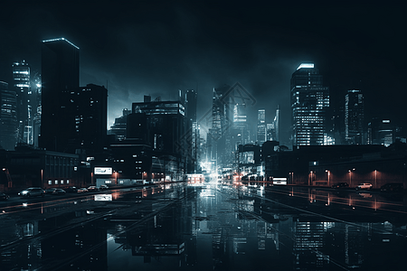 夜晚的城市街道图片