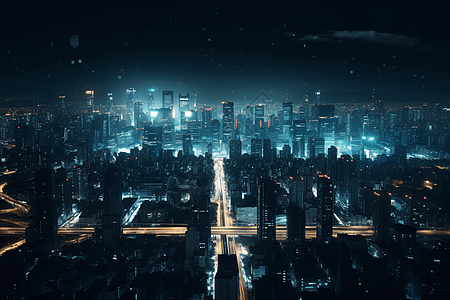 夜间的城市景观图片