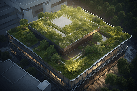 现代建筑的绿色屋顶图片