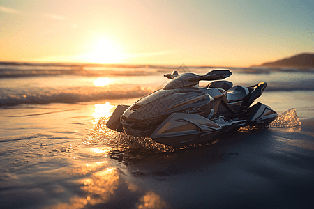 雪地摩托车海岸边的摩托车设计图片
