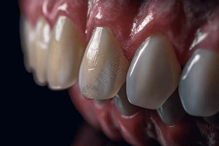 人类牙齿和牙龈的特写图图片