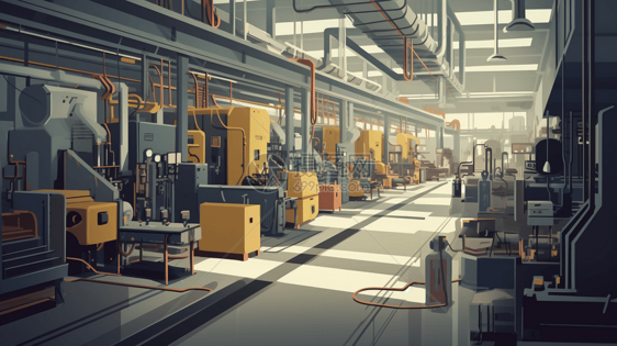 工厂内机器生产线概念插图图片