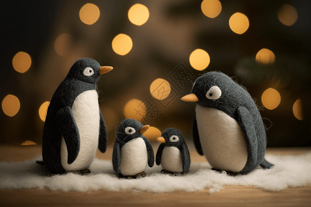 可爱情侣小企鹅可爱的羊毛企鹅玩偶背景