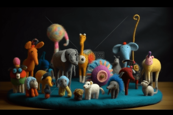 羊毛毡制动物马戏团图片