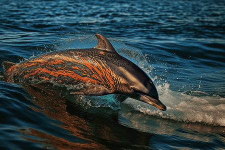 跳跃的花色海豚图片