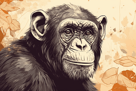 黑猩猩侧面图背景图片